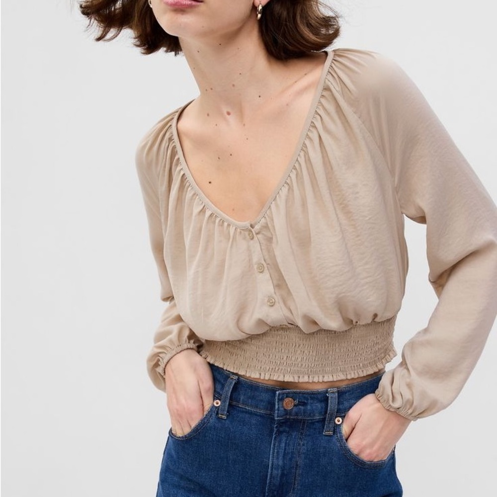 Button-Front Smocked Hem Top From Gap - image 1